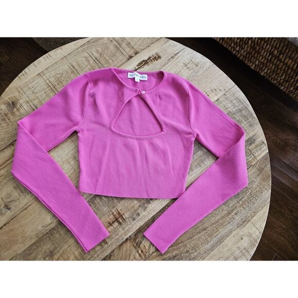 Revolve 'All The Ways Cameron' Cut Out Top Hot Pink Women's Size XS Ponte Crop - Picture 2 of 9